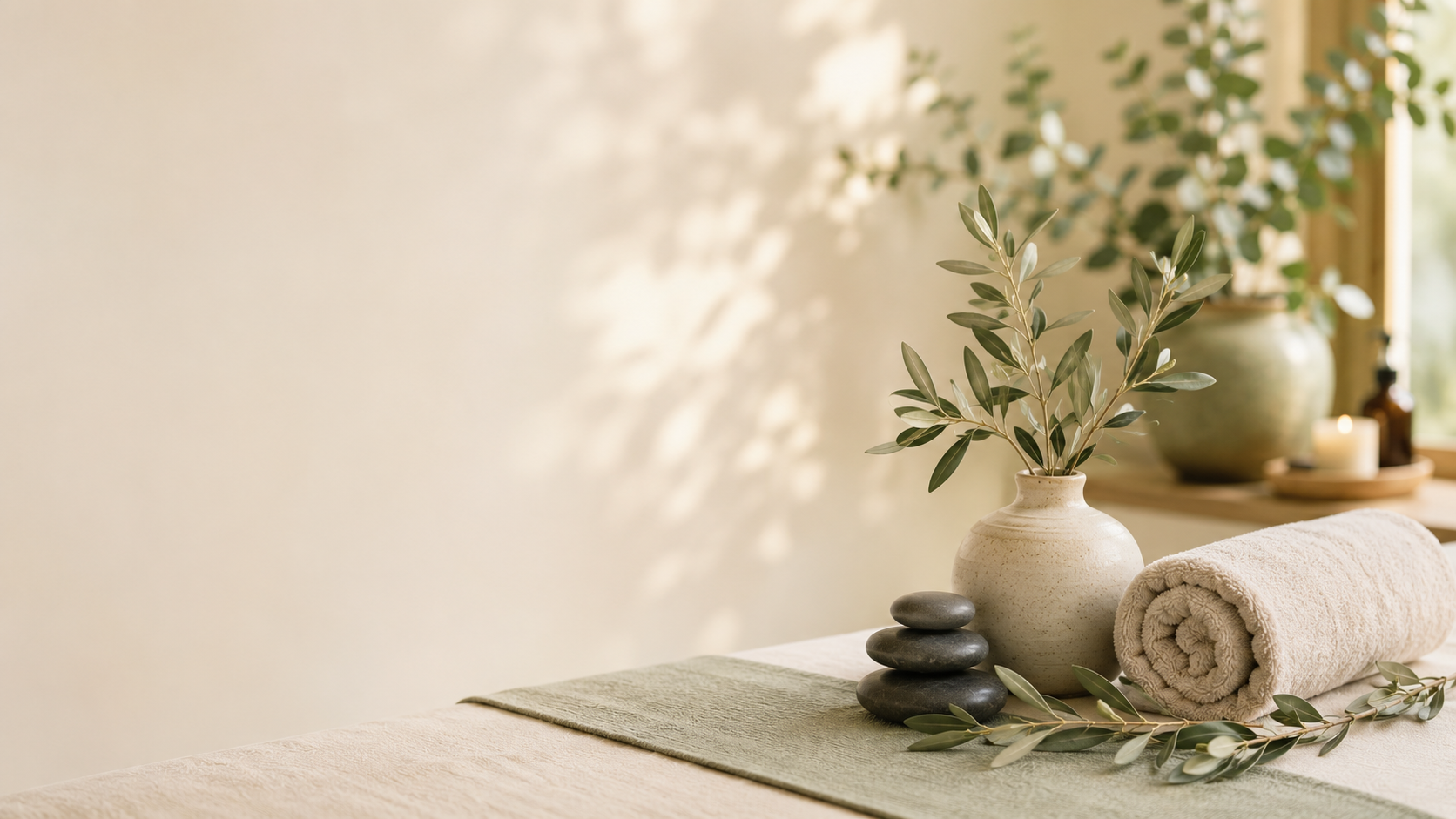 Serene massage therapy spa setting